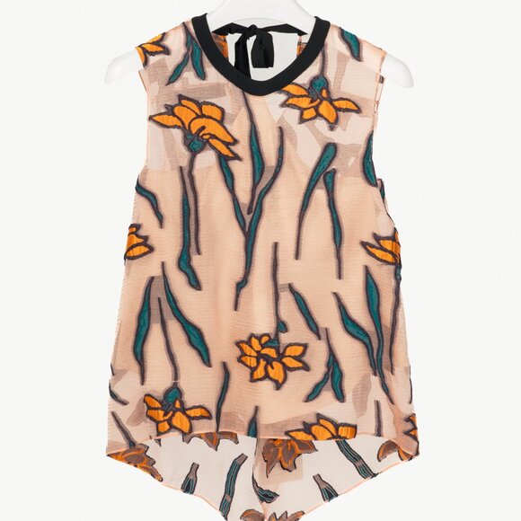 Roland Mouret PS/18 Thomas Pale Pink-Multi Iris Fils Coupe Top - Picture 1 of 13